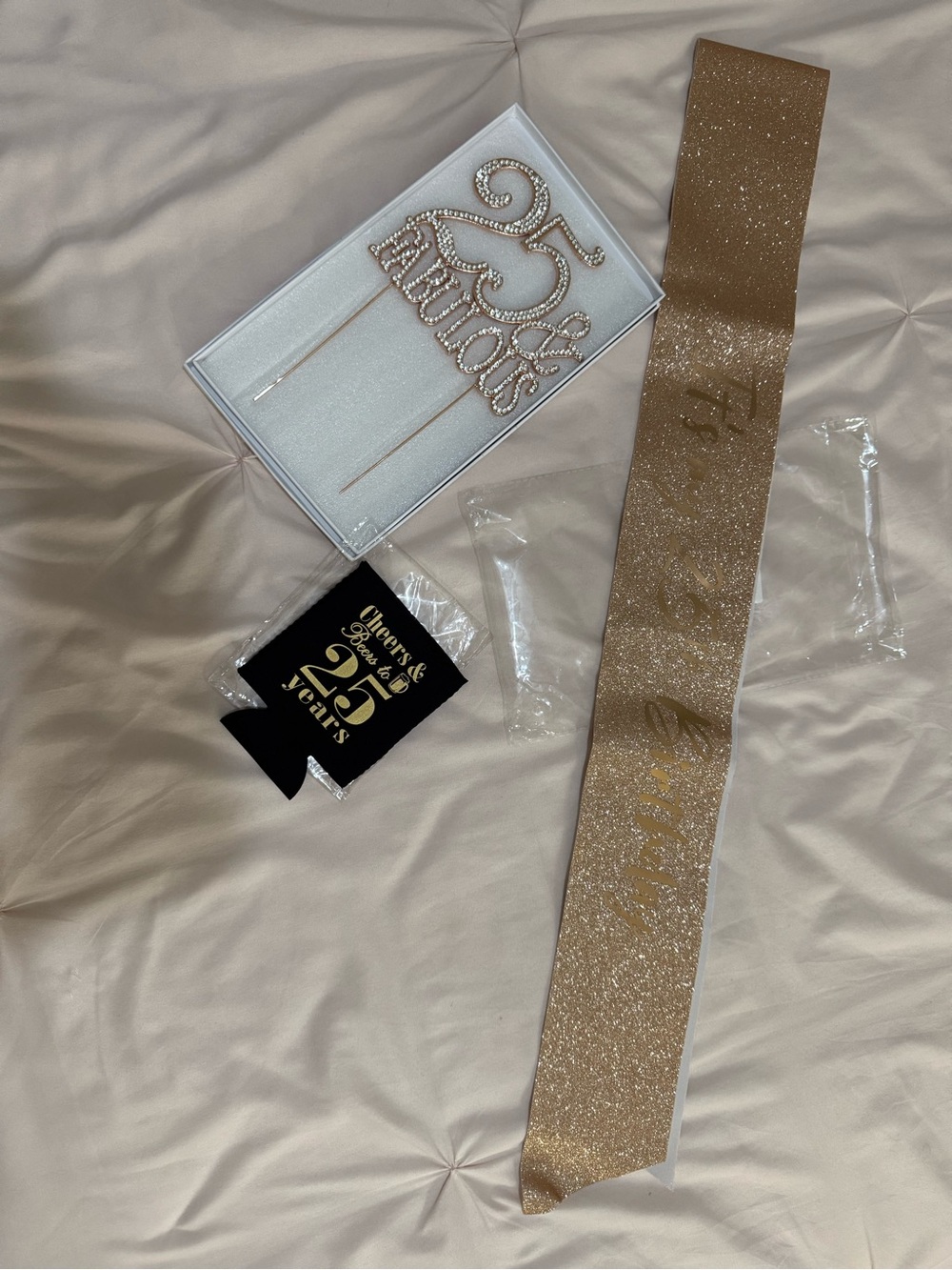 Gold Glitter Anniversary Sash - 25 Years Celebration